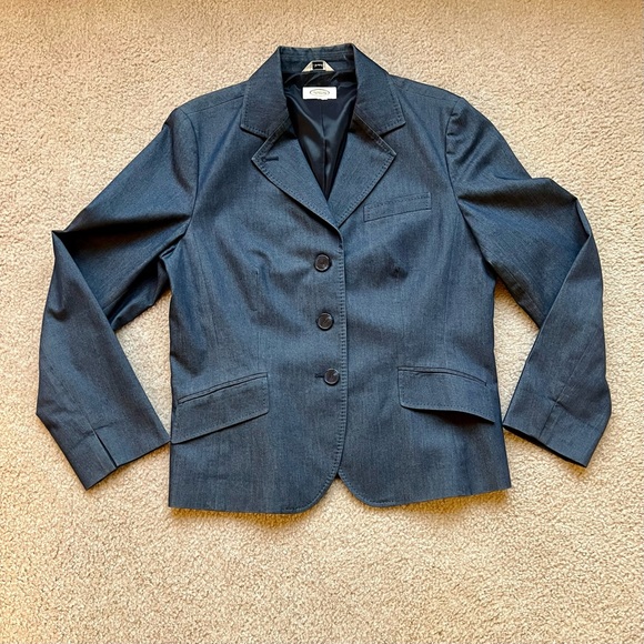 Stretch Denim Blazer w Topstitch Detail - Picture 1 of 8